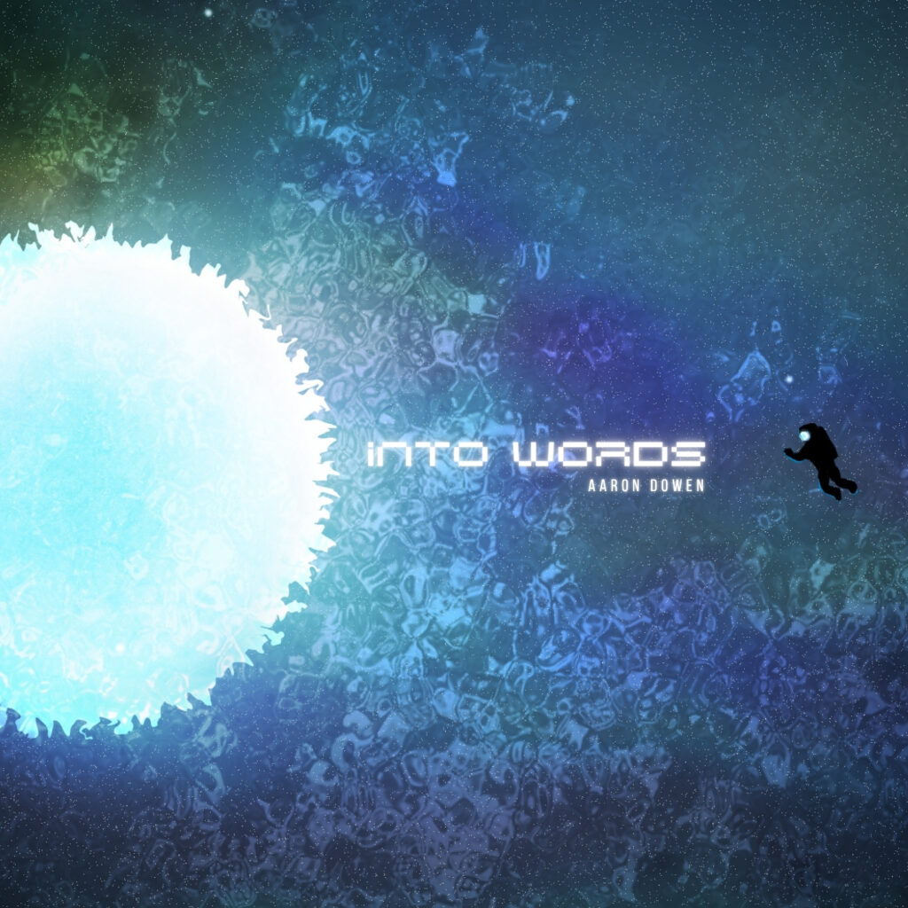 An astronaut floating near a white dwarf star